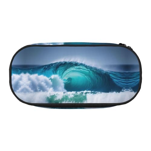 Federmäppchen mit hoher Kapazität, Motiv: Ozeanwelle, Federmäppchen, Organizer, Federmäppchen, ästhetisches Zubehör für Erwachsene, Schwarz , Einheitsgröße, Taschen-Organizer von WYCZHY