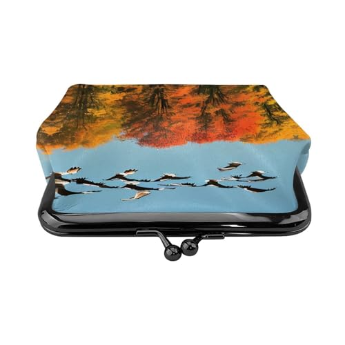 Jagd fliegende wilde Enten und Bäume, minimalistisch, leicht, für Schule und Arbeit, Pendler, Schwarz , Einheitsgröße, Münztasche von WYCZHY