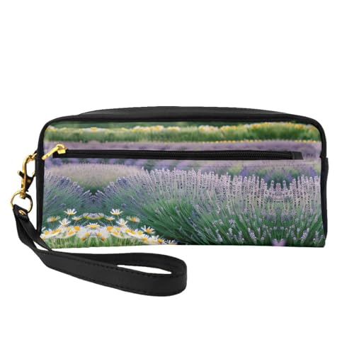 Kleine Kosmetiktasche, Lavendel und Gänseblümchen, tragbar, niedlich, Reise-Make-up-Tasche für Damen, Make-up-Pinsel-Organizer-Tasche, Schwarz , Einheitsgröße, Kosmetiktasche von WYCZHY