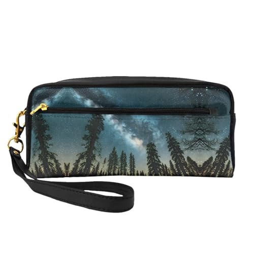 Kleine Kosmetiktasche, Motiv: Nachthimmel mit Bäumen, tragbar, niedlich, Reise-Make-up-Tasche für Damen, Make-up-Pinsel-Organizer-Tasche, Schwarz , Einheitsgröße, Kosmetiktasche Kleine Kosmetiktasche, Motiv: Nachthimmel mit Bäumen, tragbar, niedlich, Reise-Make-up-Tasche für Damen, Make-up-Pinsel-Organizer-Tasche, Schwarz , Einheitsgröße, Kosmetiktasche von WYCZHY