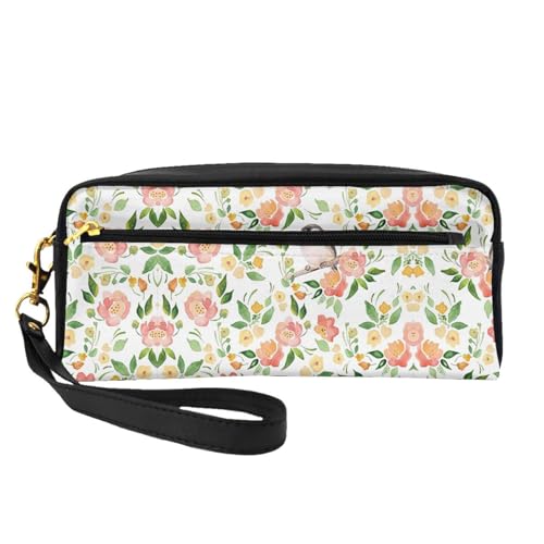 Kleine Kosmetiktasche mit Blume und Vogel, tragbar, niedlich, Reise-Make-up-Tasche für Damen, Make-up-Pinsel-Organizer-Tasche, Schwarz , Einheitsgröße, Kosmetiktasche von WYCZHY