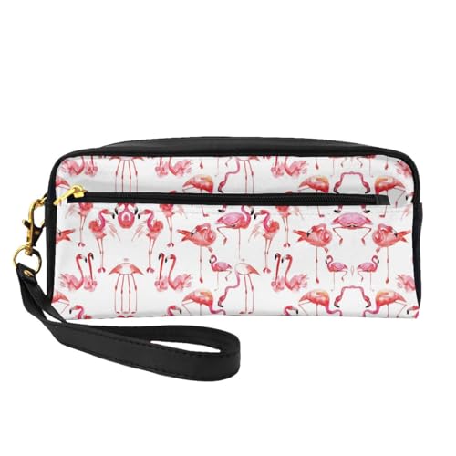 Kleine Kosmetiktasche mit Flamingos, tragbar, niedlich, Reise-Make-up-Tasche für Damen, Make-up-Pinsel-Organizer-Tasche, Schwarz , Einheitsgröße, Kosmetiktasche von WYCZHY