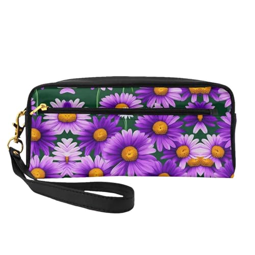 Kleine Kosmetiktasche mit Gänseblümchen, tragbar, niedlich, Reise-Make-up-Tasche für Damen, Make-up-Pinsel-Organizer-Tasche, Schwarz , Einheitsgröße, Kosmetiktasche von WYCZHY
