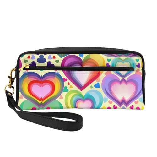 Kleine Kosmetiktasche mit Herzen in Regenbogenfarben, tragbar, niedlich, Reise-Make-up-Tasche für Damen, Make-up-Pinsel-Organizer-Tasche, Schwarz , Einheitsgröße, Kosmetiktasche Kleine Kosmetiktasche mit Herzen in Regenbogenfarben, tragbar, niedlich, Reise-Make-up-Tasche für Damen, Make-up-Pinsel-Organizer-Tasche, Schwarz , Einheitsgröße, Kosmetiktasche von WYCZHY
