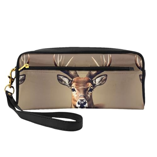 Kleine Kosmetiktasche mit Hirschkopf-Druck, tragbar, niedlich, Reise-Make-up-Tasche für Damen, Make-up-Pinsel-Organizer-Tasche, Schwarz , Einheitsgröße, Kosmetiktasche Kleine Kosmetiktasche mit Hirschkopf-Druck, tragbar, niedlich, Reise-Make-up-Tasche für Damen, Make-up-Pinsel-Organizer-Tasche, Schwarz , Einheitsgröße, Kosmetiktasche von WYCZHY