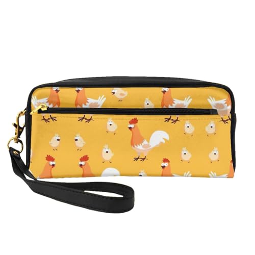Kleine Kosmetiktasche mit Huhn-Motiv, tragbar, niedlich, Reise-Make-up-Tasche für Damen, Make-up-Pinsel-Organizer-Tasche, Schwarz , Einheitsgröße, Kosmetiktasche von WYCZHY