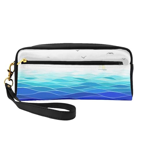 Kleine Kosmetiktasche mit Meereswellen, Segelboot, tragbar, niedlich, Reise-Make-up-Tasche für Damen, Make-up-Pinsel-Organizer-Tasche, Schwarz , Einheitsgröße, Kosmetiktasche Kleine Kosmetiktasche mit Meereswellen, Segelboot, tragbar, niedlich, Reise-Make-up-Tasche für Damen, Make-up-Pinsel-Organizer-Tasche, Schwarz , Einheitsgröße, Kosmetiktasche von WYCZHY