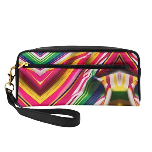 Kleine Kosmetiktasche mit Regenbogenstreifen, tragbar, niedlich, Reise-Make-up-Tasche für Damen, Make-up-Pinsel-Organizer-Tasche, Schwarz , Einheitsgröße, Kosmetiktasche von WYCZHY