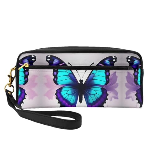 Kleine Kosmetiktasche mit Schmetterlingen, tragbar, niedlich, Reise-Make-up-Tasche für Damen, Make-up-Pinsel-Organizer-Tasche, Schwarz , Einheitsgröße, Kosmetiktasche von WYCZHY