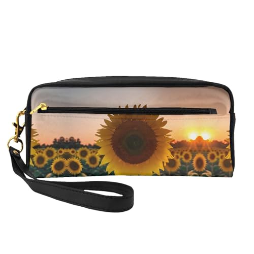 Kleine Kosmetiktasche mit Sonnenblume und Sonnenuntergang, tragbar, niedlich, Reise-Make-up-Tasche für Damen, Make-up-Pinsel-Organizer-Tasche, Schwarz , Einheitsgröße, Kosmetiktasche Kleine Kosmetiktasche mit Sonnenblume und Sonnenuntergang, tragbar, niedlich, Reise-Make-up-Tasche für Damen, Make-up-Pinsel-Organizer-Tasche, Schwarz , Einheitsgröße, Kosmetiktasche von WYCZHY