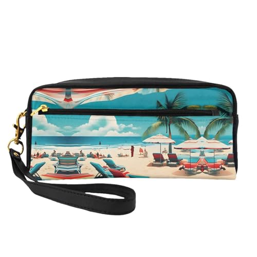 Kleine Kosmetiktasche mit Strandlandschaften, tragbar, niedlich, Reise-Make-up-Tasche für Damen, Make-up-Pinsel-Organizer-Tasche, Schwarz , Einheitsgröße, Kosmetiktasche Kleine Kosmetiktasche mit Strandlandschaften, tragbar, niedlich, Reise-Make-up-Tasche für Damen, Make-up-Pinsel-Organizer-Tasche, Schwarz , Einheitsgröße, Kosmetiktasche von WYCZHY