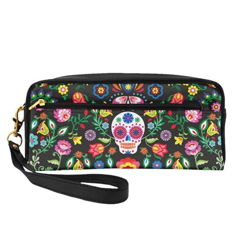 Kleine Kosmetiktasche mit Totenkopf und Blumen, tragbar, niedlich, Reise-Make-up-Tasche für Damen, Make-up-Pinsel-Organizer-Tasche, Schwarz , Einheitsgröße, Kosmetiktasche Kleine Kosmetiktasche mit Totenkopf und Blumen, tragbar, niedlich, Reise-Make-up-Tasche für Damen, Make-up-Pinsel-Organizer-Tasche, Schwarz , Einheitsgröße, Kosmetiktasche von WYCZHY