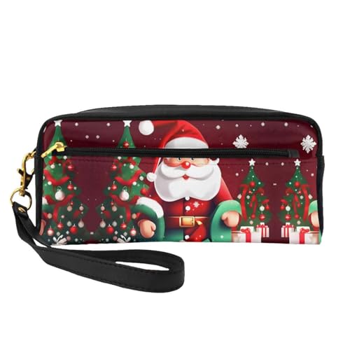 Kleine Kosmetiktasche mit Weihnachtsmann-Motiv, tragbar, niedlich, Reise-Make-up-Tasche für Damen, Make-up-Pinsel-Organizer-Tasche, Schwarz , Einheitsgröße, Kosmetiktasche von WYCZHY