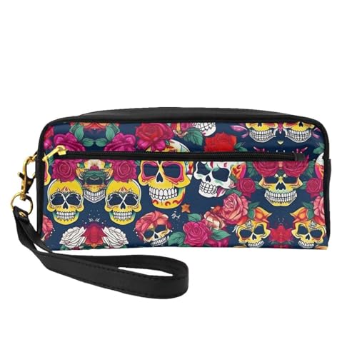 Kleine Kosmetiktasche mit Zucker- und Totenköpfen und Blumen, tragbar, niedlich, Reise-Make-up-Tasche für Damen, Make-up-Pinsel-Organizer-Tasche, Schwarz , Einheitsgröße, Kosmetiktasche Kleine Kosmetiktasche mit Zucker- und Totenköpfen und Blumen, tragbar, niedlich, Reise-Make-up-Tasche für Damen, Make-up-Pinsel-Organizer-Tasche, Schwarz , Einheitsgröße, Kosmetiktasche von WYCZHY
