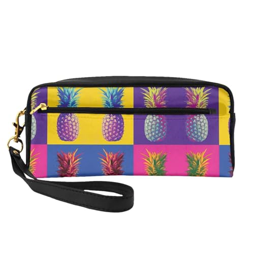 Kleine Kosmetiktasche mit buntem Ananas-Muster, tragbar, niedlich, Reise-Make-up-Tasche für Damen, Make-up-Pinsel-Organizer-Tasche, Schwarz , Einheitsgröße, Kosmetiktasche Kleine Kosmetiktasche mit buntem Ananas-Muster, tragbar, niedlich, Reise-Make-up-Tasche für Damen, Make-up-Pinsel-Organizer-Tasche, Schwarz , Einheitsgröße, Kosmetiktasche von WYCZHY