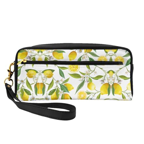 Kleine Kosmetiktasche mit frischen tropischen Zitronen, tragbar, niedlich, Reise-Make-up-Tasche für Damen, Make-up-Pinsel-Organizer-Tasche, Schwarz , Einheitsgröße, Kosmetiktasche Kleine Kosmetiktasche mit frischen tropischen Zitronen, tragbar, niedlich, Reise-Make-up-Tasche für Damen, Make-up-Pinsel-Organizer-Tasche, Schwarz , Einheitsgröße, Kosmetiktasche von WYCZHY
