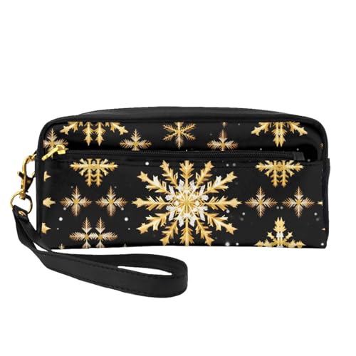 Kleine Kosmetiktasche mit goldenen Weihnachtsschneeflocken, tragbar, niedlich, Reise-Make-up-Tasche für Damen, Make-up-Pinsel-Organizer-Tasche, Schwarz , Einheitsgröße, Kosmetiktasche Kleine Kosmetiktasche mit goldenen Weihnachtsschneeflocken, tragbar, niedlich, Reise-Make-up-Tasche für Damen, Make-up-Pinsel-Organizer-Tasche, Schwarz , Einheitsgröße, Kosmetiktasche von WYCZHY