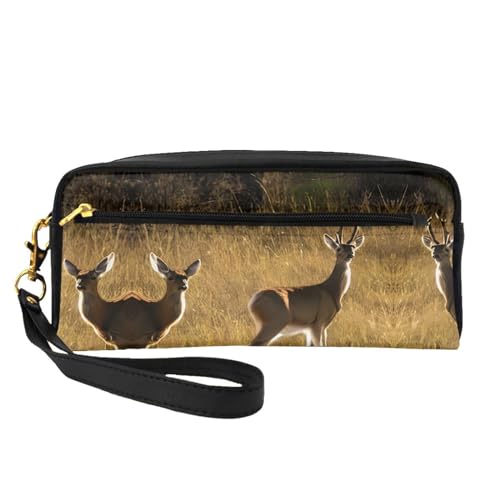 Kleine Kosmetiktasche mit niedlichem Hirsch, tragbar, Reise-Make-up-Tasche für Damen, Make-up-Pinsel-Organizer-Tasche, Schwarz , Einheitsgröße, Kosmetiktasche von WYCZHY