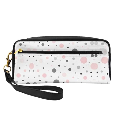 Kosmetiktasche mit modernen Punkten, tragbar, niedlich, Reise-Make-up-Tasche für Damen, Make-up-Pinsel-Organizer-Tasche, Grau / Weiß, Schwarz , Einheitsgröße, Kosmetiktasche von WYCZHY