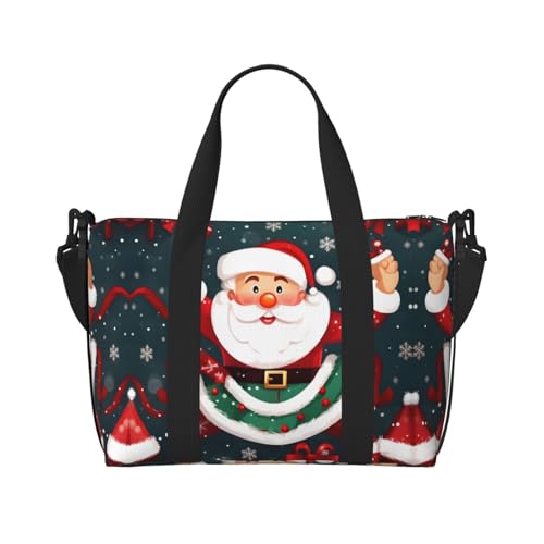 Merry Christmas Santa Claus Reisetasche, Wochenend-Handgepäck für Damen, Sporttasche, Workout-Reisetasche, Übernachtung, Schwarz , Einheitsgröße von WYCZHY