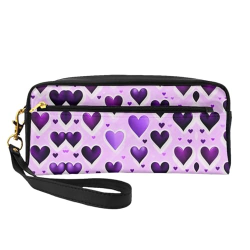 Modische kleine Kosmetiktasche mit violetten Herzen, tragbar, niedlich, Reise-Make-up-Tasche für Damen, Make-up-Pinsel-Organizer-Tasche, Schwarz , Einheitsgröße, Kosmetiktasche Modische kleine Kosmetiktasche mit violetten Herzen, tragbar, niedlich, Reise-Make-up-Tasche für Damen, Make-up-Pinsel-Organizer-Tasche, Schwarz , Einheitsgröße, Kosmetiktasche von WYCZHY