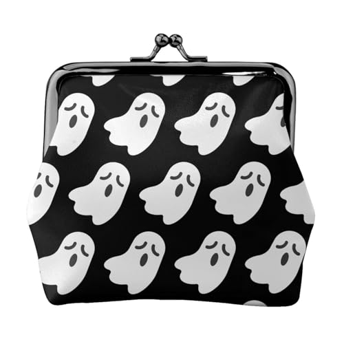 Niedliche weiße Geister-Halloween-Druck, minimalistisch, leicht, Geldbörse für Schule und Arbeit, Pendler, Schwarz , Einheitsgröße, Münztasche von WYCZHY