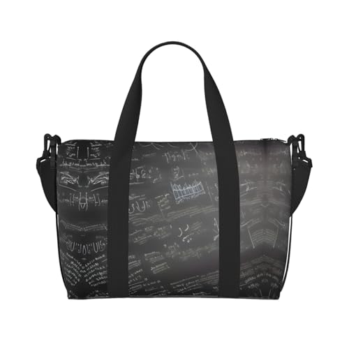 Reisetasche mit Mathe-Symbol-Muster, Wochenend-Handgepäck für Damen, Sporttasche, Workout-Reisetasche, Übernachtung, Schwarz , Einheitsgröße von WYCZHY