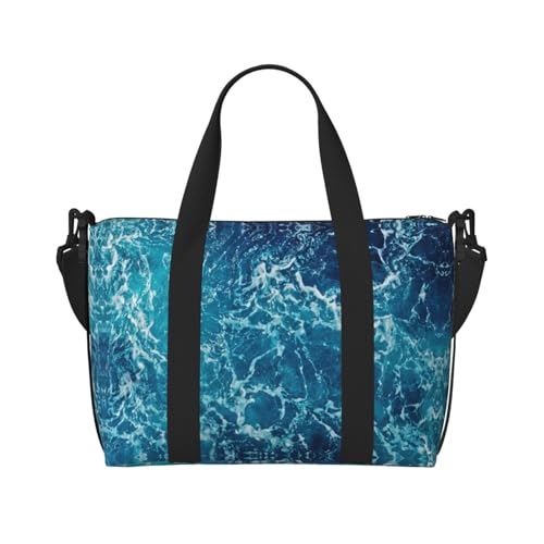 Reisetasche mit tropischem Ozean-Strand-Thema, Wochenend-Handgepäck für Damen, Sporttasche, Workout-Reisetasche, Übernachtung, Schwarz , Einheitsgröße von WYCZHY