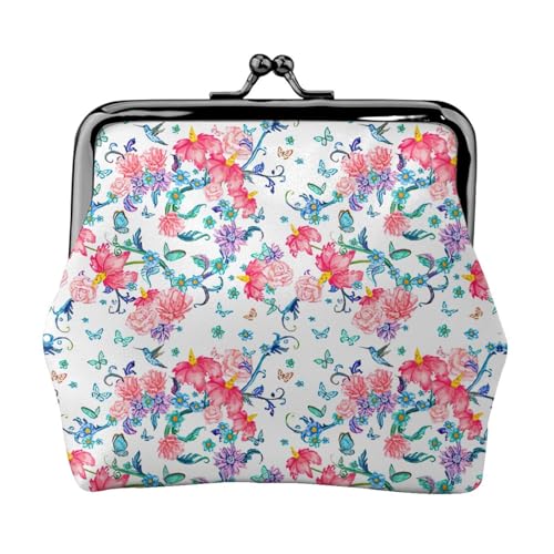 Romantische, ausgefallene Geldbörse mit Blumenvögeln und Schmetterlingen, minimalistisch, leicht, für Schule und Arbeit, Pendler, Schwarz , Einheitsgröße, Münztasche von WYCZHY