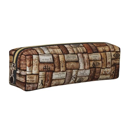 Stifteetui aus Leder mit Weinkorkdruck, für Studenten, Marker, große Kapazität, Tasche für Schule, Schreibwarenwerkzeug, gold, Einheitsgröße, Kosmetiktasche von WYCZHY