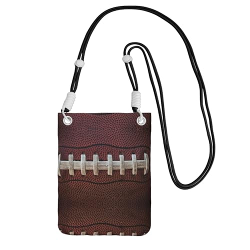 WYCZHY American Football Handy-Tasche mit Schnürsenkel-Druck, Umhängetasche mit Schultergurt für Handy, Reisepass, Geldbörse, Schwarz , Einheitsgröße von WYCZHY