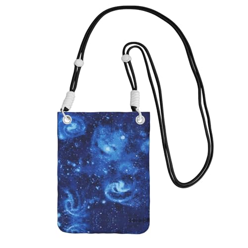 WYCZHY Blue Universe Weltraum-Galaxie-Druck, Reisetasche, Umhängetasche, Umhängetasche mit Schultergurt für Handy, Reisepass, Geldbörse, Schwarz , Einheitsgröße von WYCZHY
