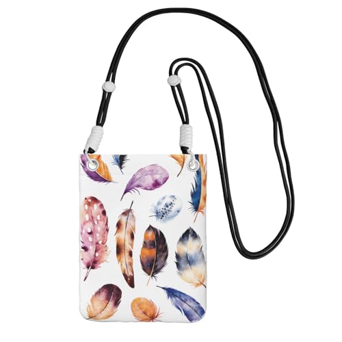 WYCZHY Bunte Druck-Reise-Handy-Tasche mit Schultergurt für Handy, Reisepass, Geldbörse, Schwarz , Einheitsgröße von WYCZHY