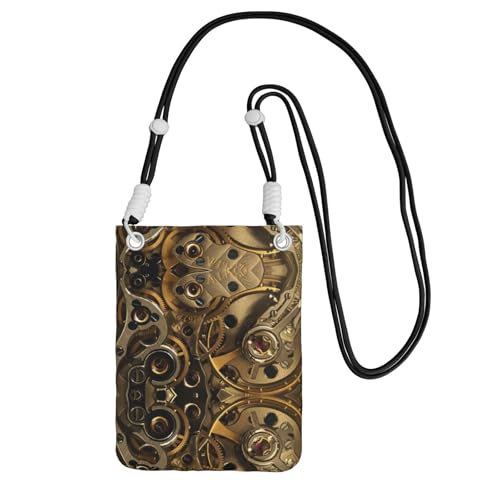 WYCZHY Coole Reisetasche mit Steampunk-Getriebe-Druck, Crossbody-Tasche mit Schultergurt für Handy, Reisepass, Geldbörse, Schwarz , Einheitsgröße von WYCZHY