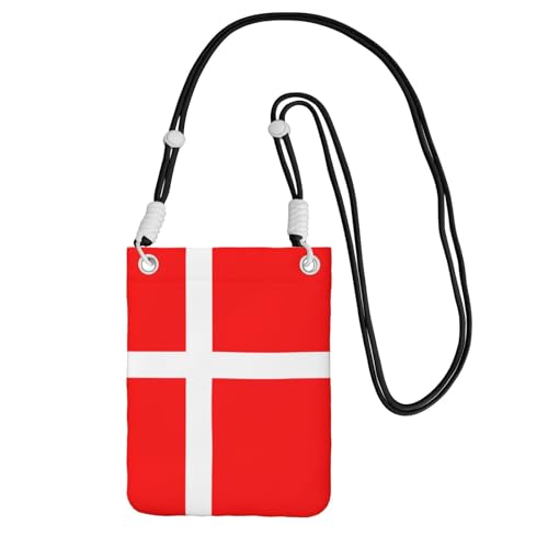 WYCZHY Dänemark-Flagge, Reise-Handytasche, Crossbody-Tasche mit Schultergurt für Handy, Reisepass, Geldbörse, Schwarz , Einheitsgröße von WYCZHY