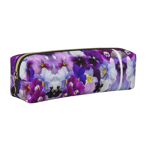 WYCZHY Federmäppchen aus Leder, mit Blumendruck, für Studenten, mit großem Fassungsvermögen, für Schule, Schreibwaren, Violett, gold, Einheitsgröße, Kosmetiktasche von WYCZHY