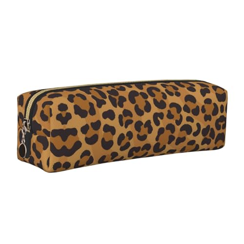 WYCZHY Federmäppchen aus Leder, mit Leopardenmuster, großes Fassungsvermögen, für Schule, Schreibwaren, Gelb, gold, Einheitsgröße, Kosmetiktasche von WYCZHY