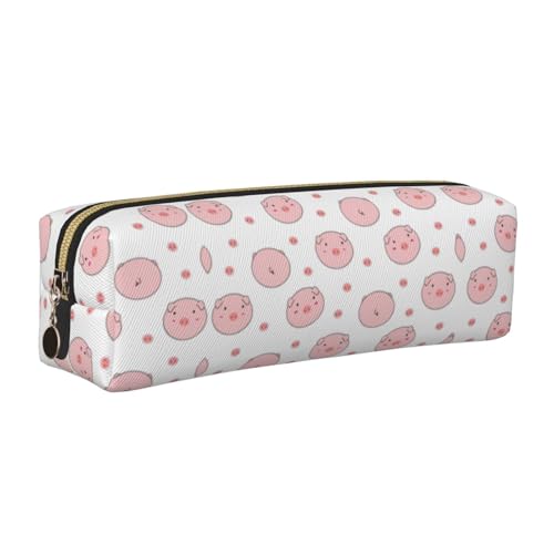 WYCZHY Federmäppchen aus Leder, mit Schweine-Motiv, großes Fassungsvermögen, für die Schule, Schreibwaren-Werkzeug, gold, Einheitsgröße, Kosmetiktasche von WYCZHY