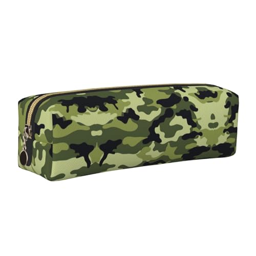 WYCZHY Federmäppchen aus Leder, mit großem Fassungsvermögen, für Schule, Schreibwaren, Camouflage, Grün, gold, Einheitsgröße, Kosmetiktasche von WYCZHY