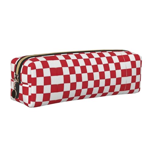 WYCZHY Federmäppchen aus Leder, mit großem Fassungsvermögen, für Schule, Schreibwaren, Rot / Weiß, gold, Einheitsgröße, Kosmetiktasche von WYCZHY