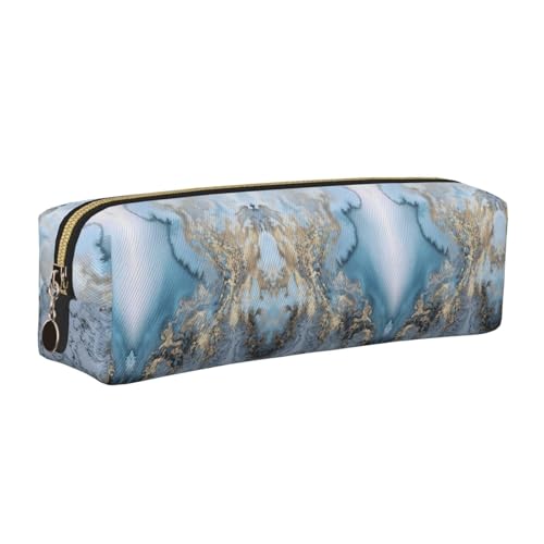 WYCZHY Federmäppchen aus Leder, mit großem Fassungsvermögen, für die Schule, Schreibwaren-Werkzeug, Marmor, für Studenten, gold, Einheitsgröße, Kosmetiktasche von WYCZHY