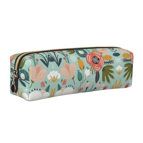 WYCZHY Federmäppchen aus Leder mit Blumendruck, für Studenten, Marker, große Kapazität, Tasche für Schule, Schreibwarenwerkzeug, gold, Einheitsgröße, Kosmetiktasche von WYCZHY