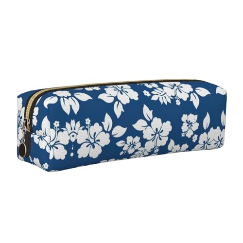 WYCZHY Federmäppchen aus Leder mit Hawaii-Blumendruck, für Studenten, große Kapazität, Tasche für Schule, Schreibwarenwerkzeug, gold, Einheitsgröße, Kosmetiktasche von WYCZHY