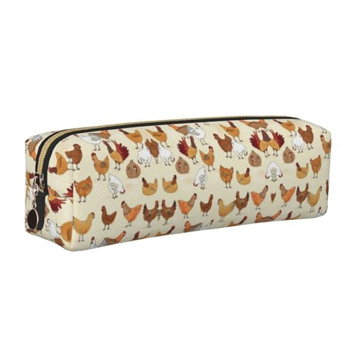 WYCZHY Federmäppchen aus Leder mit Hühnermotiv, großes Fassungsvermögen, für die Schule, Schreibwarenwerkzeug, gold, Einheitsgröße, Kosmetiktasche von WYCZHY
