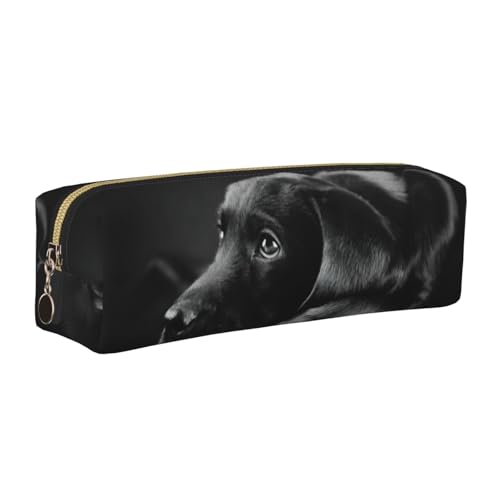 WYCZHY Federmäppchen aus Leder mit Hundemotiv, große Kapazität, Tasche für die Schule für Schreibwarenwerkzeug, gold, Einheitsgröße, Kosmetiktasche von WYCZHY