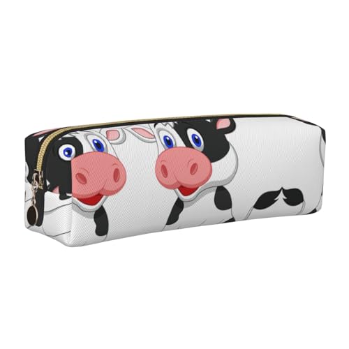 WYCZHY Federmäppchen aus Leder mit Kuhmotiv, großes Fassungsvermögen, für Schule, Schreibwarenwerkzeug, gold, Einheitsgröße, Kosmetiktasche von WYCZHY