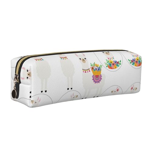 WYCZHY Federmäppchen aus Leder mit Lama-Druck, große Kapazität, Tasche für Schule, Schreibwarenwerkzeug, gold, Einheitsgröße, Kosmetiktasche von WYCZHY