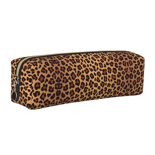 WYCZHY Federmäppchen aus Leder mit Leopardenmuster, große Kapazität, Tasche für Schule, Schreibwarenwerkzeug, gold, Einheitsgröße, Kosmetiktasche von WYCZHY