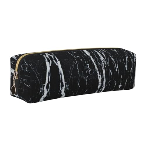 WYCZHY Federmäppchen aus Leder mit Marmordruck, für Studenten, mit großem Fassungsvermögen, für die Schule, Schreibwaren, Schwarz und Weiß, gold, Einheitsgröße, Kosmetiktasche von WYCZHY