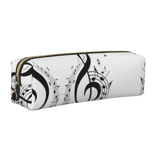 WYCZHY Federmäppchen aus Leder mit Musik-Symbol-Druck, große Kapazität, Tasche für Schule, Schreibwarenwerkzeug, gold, Einheitsgröße, Kosmetiktasche von WYCZHY